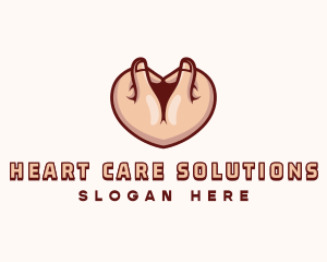 Heart Love Hand logo design