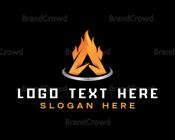 Burning Flame Letter A Logo