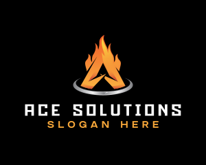 Burning Flame Letter A logo design