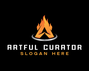 Burning Flame Letter A logo design