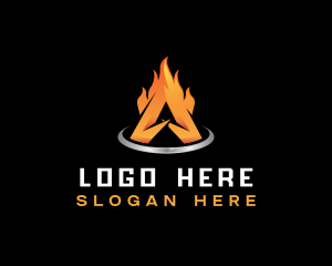 Heating - Burning Flame Letter A logo design