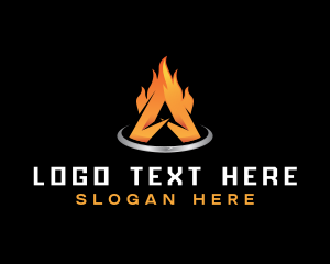 Orange Flame - Burning Flame Letter A logo design