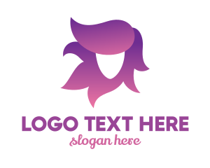 Hairdressing - Violet Hair Woman logo design