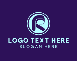 Server - Retro Technology Circle Letter R logo design