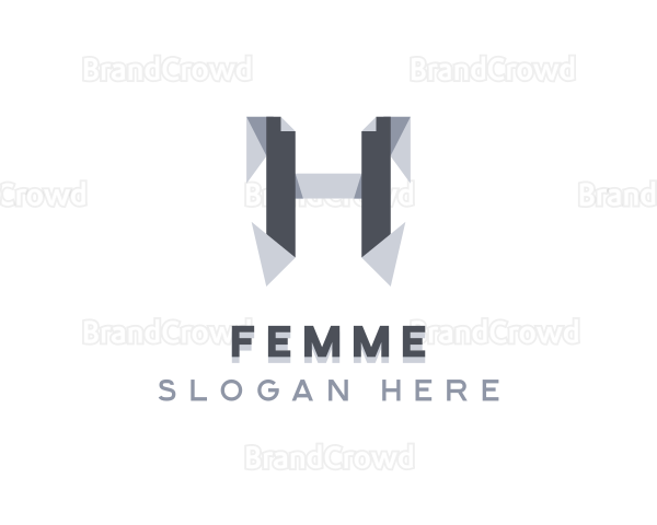 Origami Fold Structure Letter H Logo