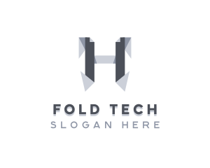 Fold - Origami Fold Structure Letter H logo design