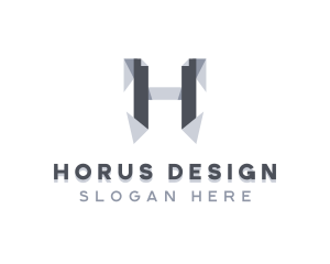 Origami Fold Structure Letter H logo design