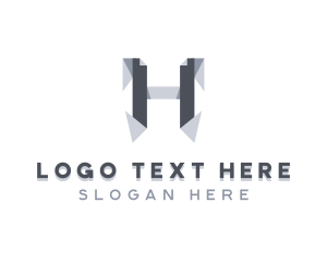 Letter H - Origami Fold Structure Letter H logo design