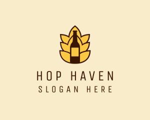 Hops - Barley Beer Bottle Label logo design