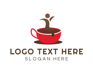 Human - Red Mug Coffee Drink logo design