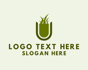 Green Grass Letter U Logo