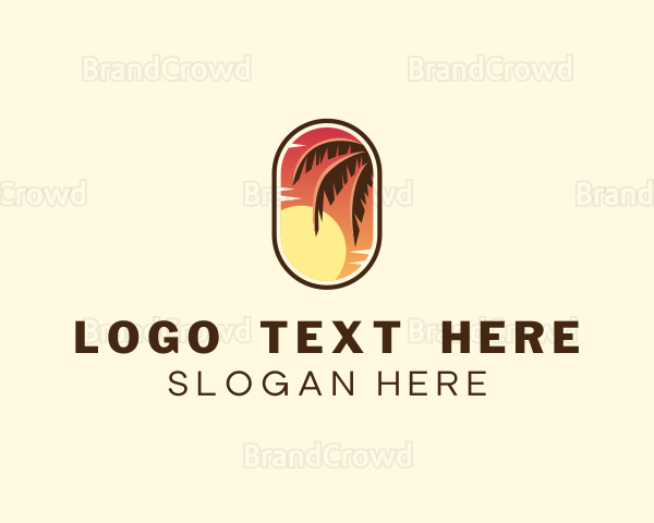 Palm Tree Sunset Holiday Logo