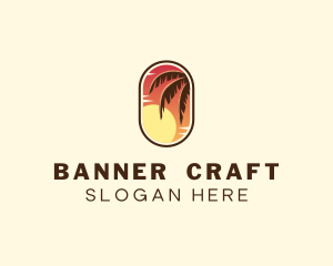 Palm Tree Sunset Holiday logo design