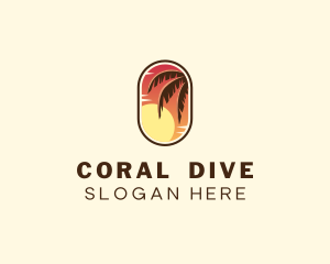 Snorkeling - Palm Tree Sunset Holiday logo design