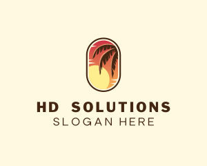 Palm Tree Sunset Holiday logo design