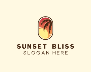 Sunset - Palm Tree Sunset Holiday logo design