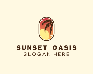 Palm Tree Sunset Holiday logo design