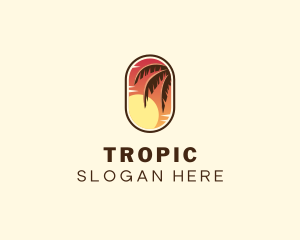 Palm Tree Sunset Holiday logo design