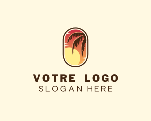 Palm Tree Sunset Holiday logo design