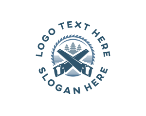 Pine Tree - Saw Lumber Woodwork logo design