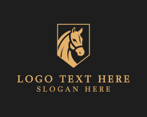 Equine Massage - Equine Horse Shield logo design