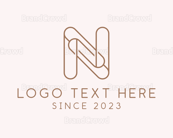 Paper Clip Letter N Outline Logo