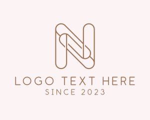 Letter N - Paper Clip Letter N Outline logo design