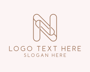 Paper Clip Letter N Outline Logo