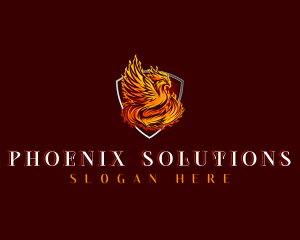 Phoenix - Flaming Mythical Phoenix logo design