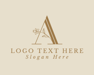 Stationery - Floral Nature Wedding Letter A logo design