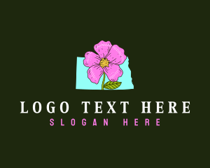 Map - North Dakota Flower logo design