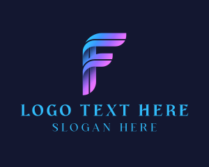 Programmer - Gradient 3D Ribbon Line Letter F logo design