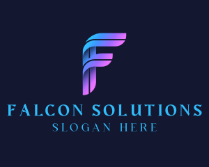 Gradient 3D Ribbon Line Letter F logo design