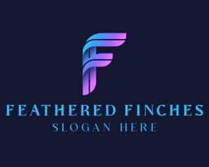 Gradient 3D Ribbon Line Letter F logo design