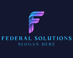 Gradient 3D Ribbon Line Letter F logo design