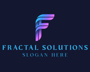 Gradient 3D Ribbon Line Letter F logo design