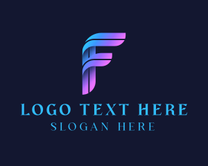 Letter F - Gradient 3D Ribbon Line Letter F logo design