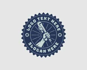 Pipe Wrench - Mechanic Wrench Badge logo design