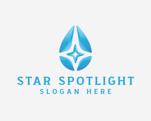 Water Droplet Star logo design