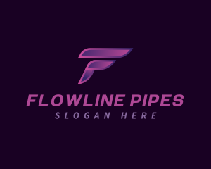 Steel Wing Letter F logo design