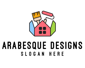 House Renovation Paint Brush logo design