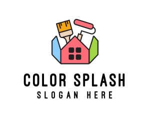 House Renovation Paint Brush logo design