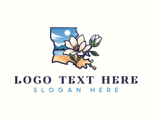 Geography - Magnolia Flower Louisiana logo design