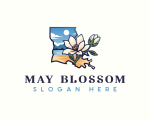 Magnolia Flower Louisiana logo design