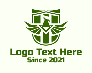 Protection - Green Shield Eagle Wings logo design