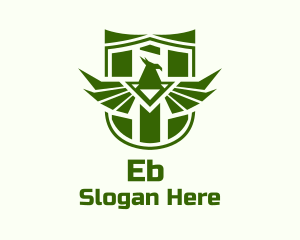 Green Shield Eagle Wings Logo