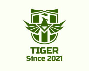 Hawk - Green Shield Eagle Wings logo design