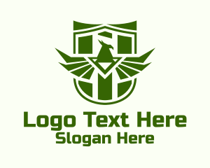 Green Shield Eagle Wings Logo