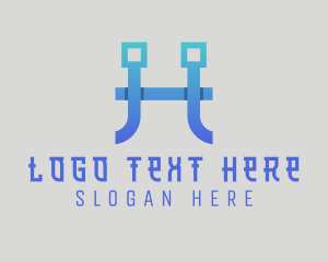 Robotics - Game Design Circuit Letter H logo design