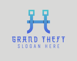 Digital - Game Design Circuit Letter H logo design